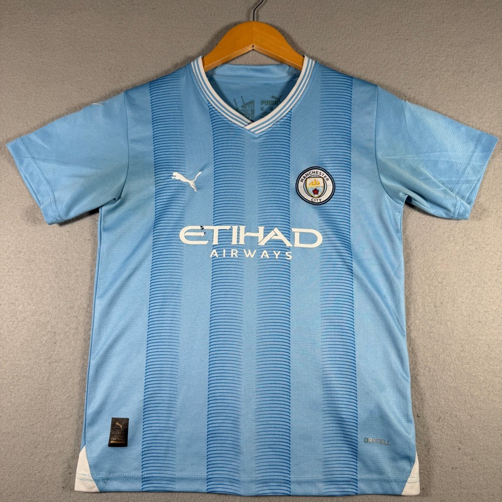 Puma Manchester City Haaland 9 Home Jersey Kids Sky Blue Soccer Shirt